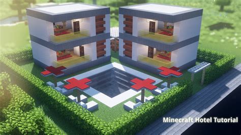 Minecraft Mini Hotel With Pool And Barbecue Area Youtube