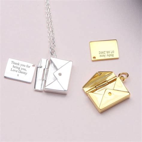 Sterling Silver Envelope Pendant Necklace Personalised Letter Pendant