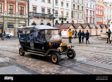 Lviv, Ukraine - January 21, 2020: Trolley tram tracks in historic ...