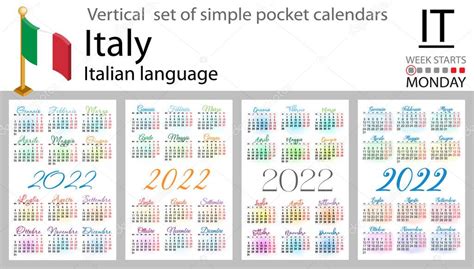 Conjunto Vertical Italiano De Calendarios De Bolsillo Para Dos