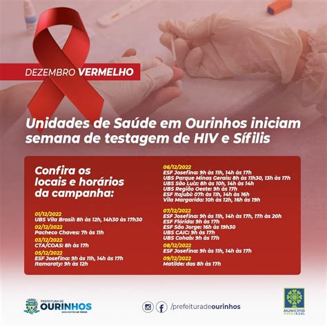 Unidades De Sa De De Ourinhos Iniciam Semana De Testagem De Hiv E