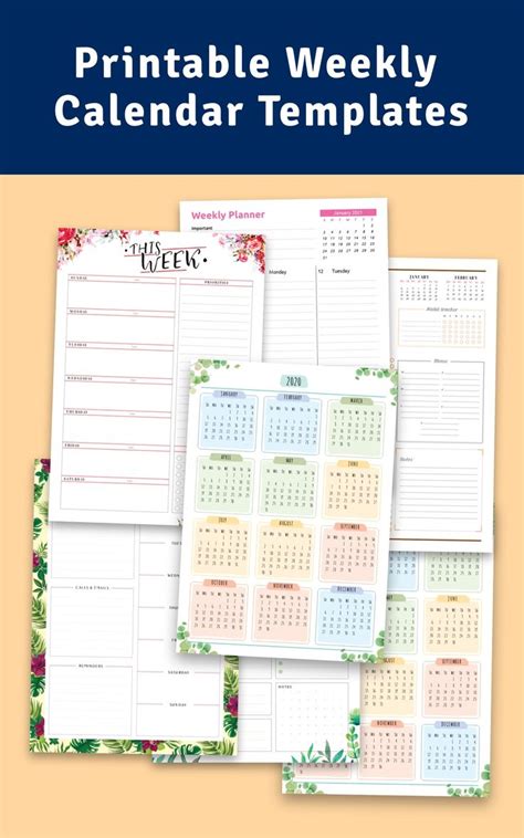 Printable Weekly Calendar Templates - Download Printable | Weekly ...