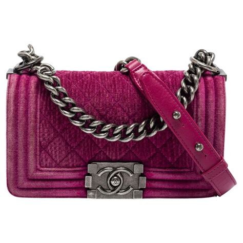 Chanel Pink Quilted Velvet Small Boy Flap Bag For Sale At 1stdibs