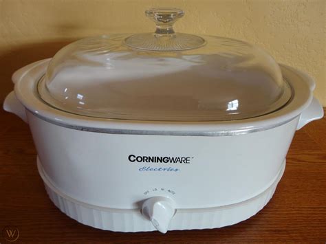 Corning Ware Electrics White Oval Crock Pot W Lid Electric Slow Cooker