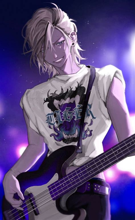 An Anime Character Holding A Bass Guitar