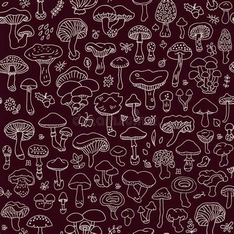 Seamless Background Edible Mushroom Stock Illustrations