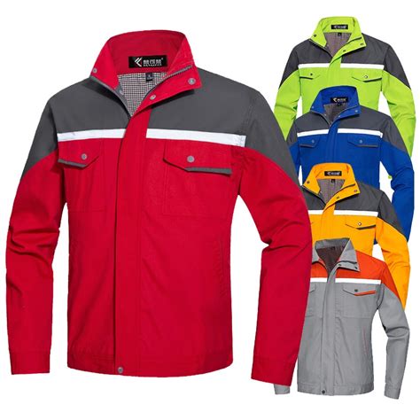 Work Jacket Men Reflective Outdoor Workwear Jacket for Men Long Sleeve ...