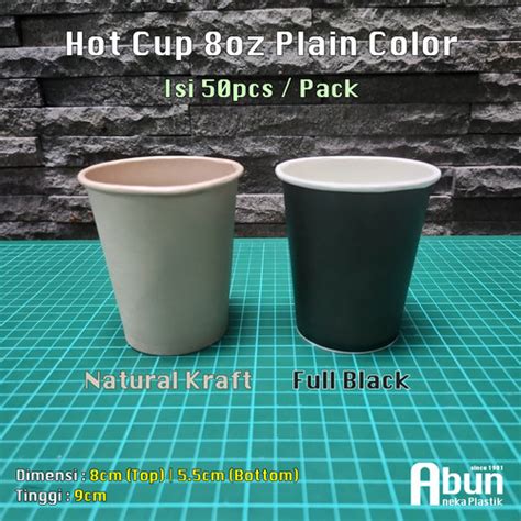 Jual Hot Cup 8oz Plain Kraft Full Black Isi 50pcs Natural Kraft Jakarta Selatan Abun