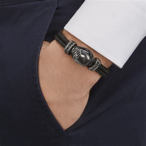 Bracelet Swarovski 5217218 Fran Cuir Noir Homme Sur Bijourama