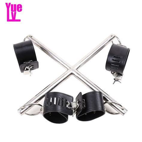 Yuelv Cross Stainless Steel Spreader Bar Bondage With Pu Leather Hand