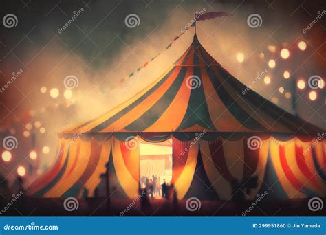 Circus Tent at Night with Bokeh Lights. Vintage Style Stock ...