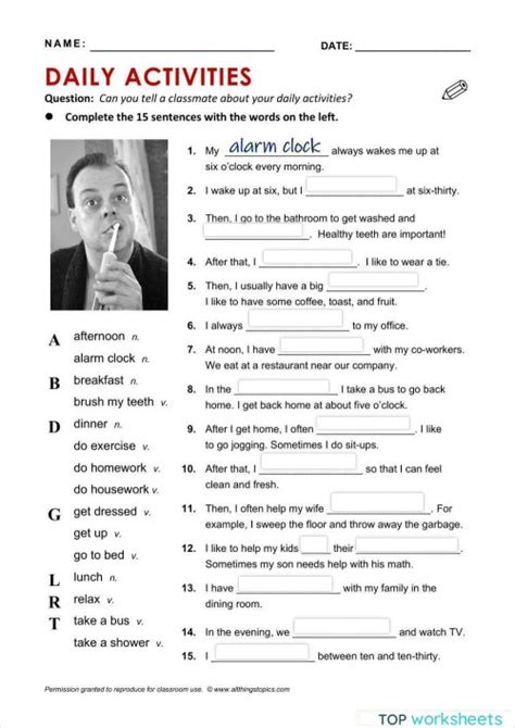 Daily Routine 2 Interactive Worksheet Topworksheets