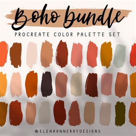 7 Procreate Color Palettes Boho Procreate Color Palette Etsy