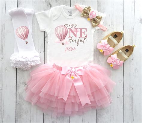 Hot Air Balloon First Birthday Outfit For Baby Girl With Pink Tutu Up Up And Away Adventure