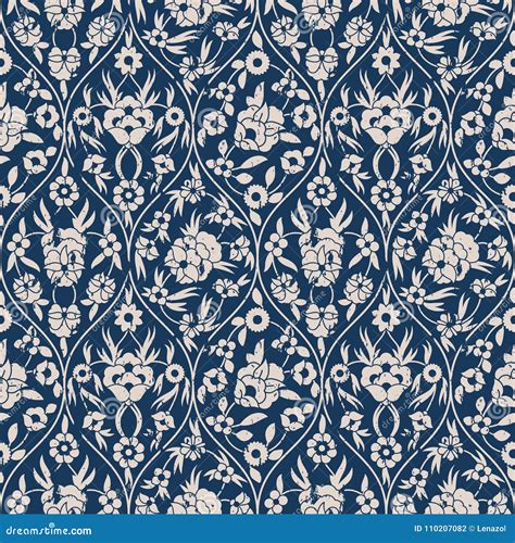 Seamless Vector Floral Arabesque Pattern With Vintage Print Design For