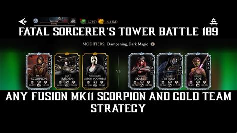 MK Mobile Fatal Sorcerer S Tower Battle 189 Gold And Any Fusion MK11