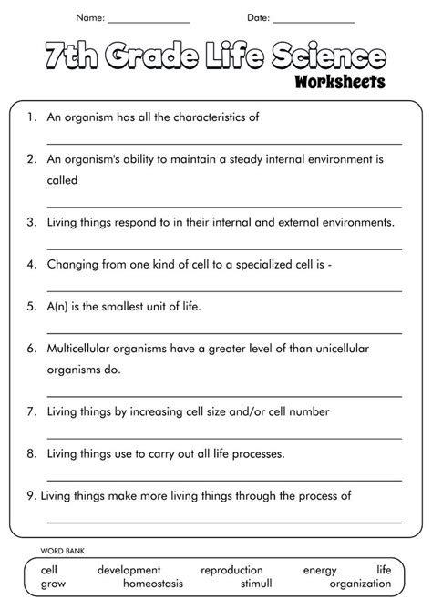 18 7th Grade Science Cells Worksheets 7th Grade Science Science Cells Science Worksheets