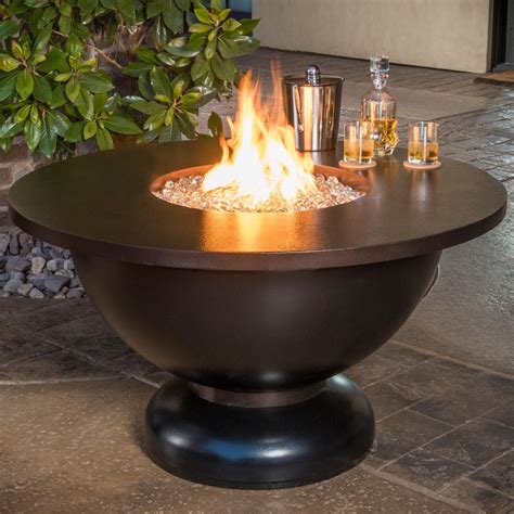 Cc Products Modish Bowl 48 Inch Round Natural Gas Fire Table Black Finish C1042 Bbqguys