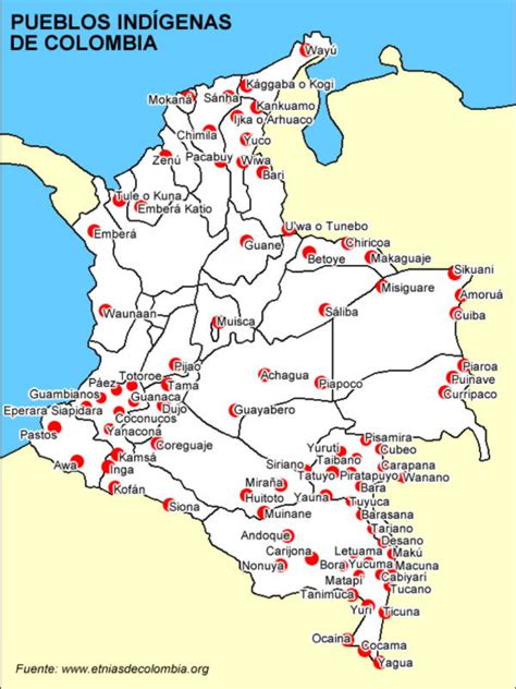 Mapa de los pueblos indígenas en Colombia Diseño OCHA Colombia El