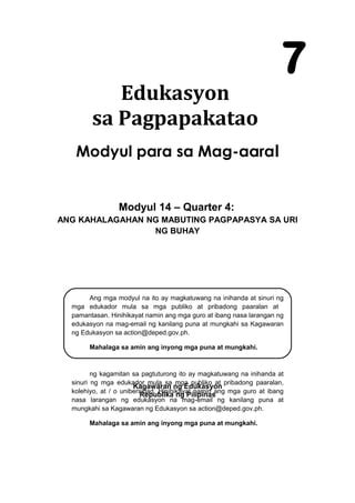 Edukasyon Sa Pagpapakatao Modyul Para Sa Mag Aaral Grade Pdf