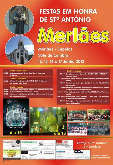 Festas em Honra de St º António Merlães 13 15 16 e 17 de Junho