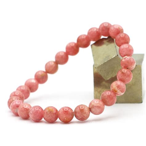 Bracelet Rhodochrosite Aa Perle Ronde Mm Bracelet Rhodochrosite