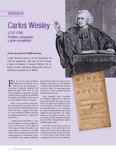 Carlos Wesley 1707 1788 Prolífico Compositor Y Gran Evangelista