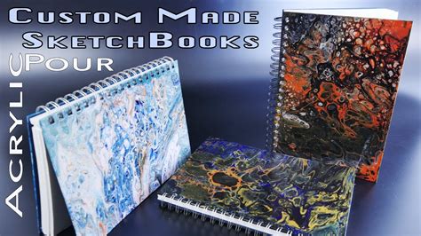 How To Acrylic Pour Custom Sketch Book Covers Youtube