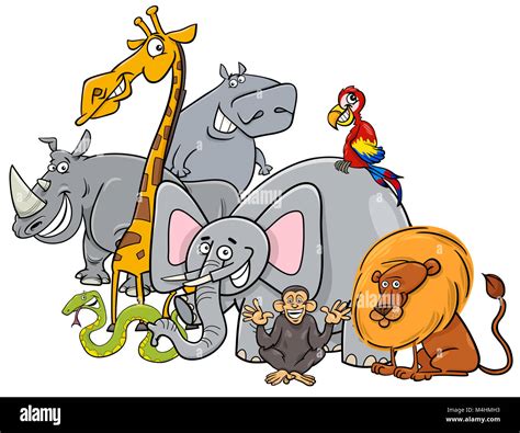 cartoon safari animals group Stock Photo - Alamy