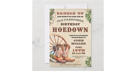 Saddle Up Western Hoedown Birthday Party Cowboy Invitation Zazzle