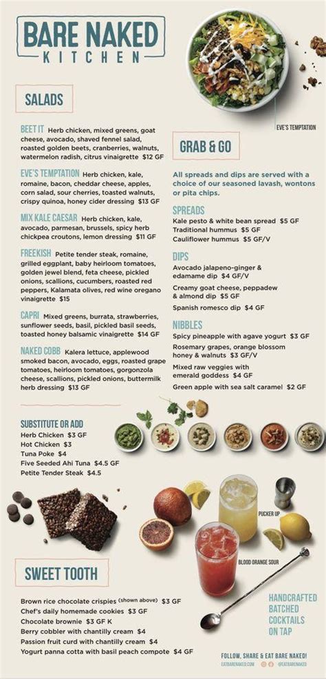 Menu At Bare Naked Kitchen Tampa