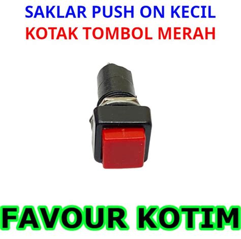 Jual SWITCH PUSH ON TOGGLE BUTTON TOMBOL SAKLAR KOTAK MERAH NO LOCK