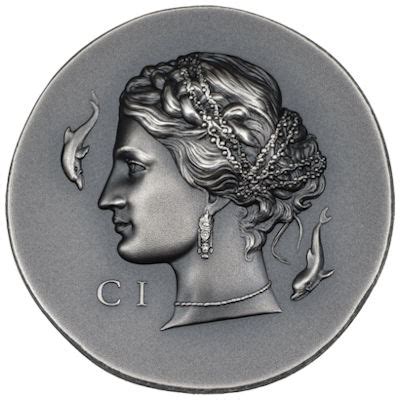 Cook Island 5 CID Arethusa 2023 1 Oz Silber Antik Finish