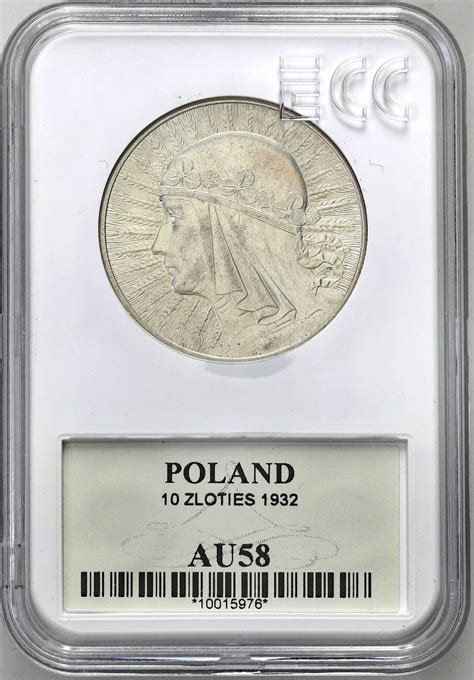 II RP 10 złotych 1932 głowa kobiety ze znakiem GCN AU58 archiwum