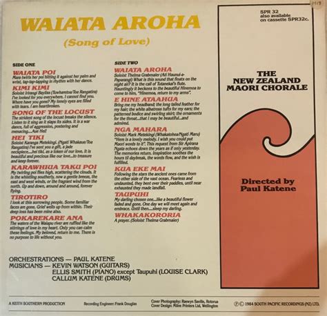 Waiata aroha (song of love) by The New Zealand Maori Chorale, 1984, LP ...