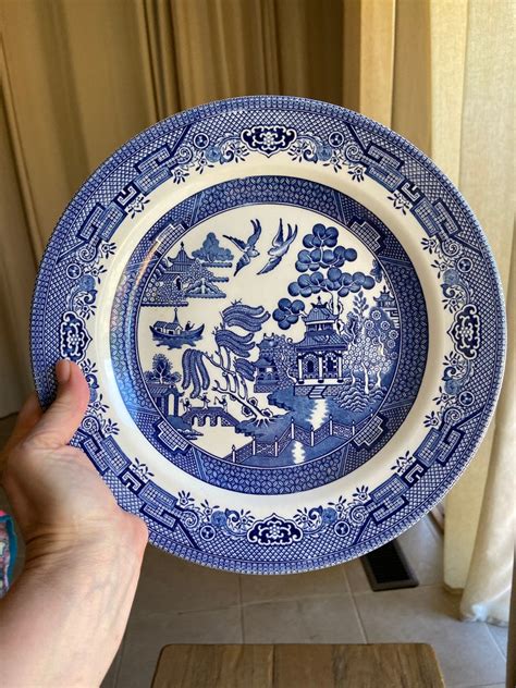 Churchill Blue Willow Dinner Plate - Etsy