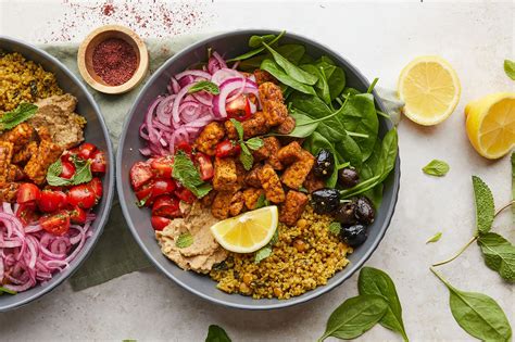 Sumac Tempeh Kebab Bowl And Quick Pickled Onion Quinola