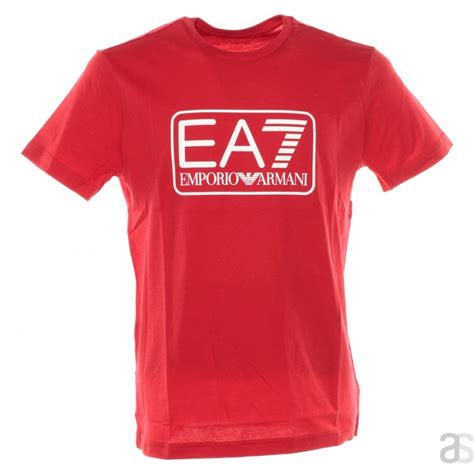 Emporio Armani Ea7 Cotton Printed Logo Red T Shirt Clothing From N22