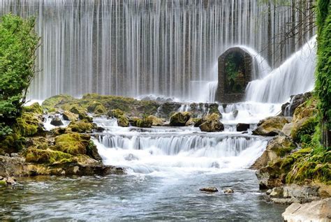 Mountain stream waterfall stock photo. Image of leaf - 86453510