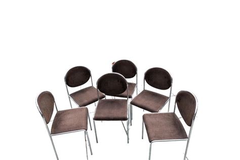 Thonet Dining Room Chairs In Chrome And Velvet From Thonet Set Of