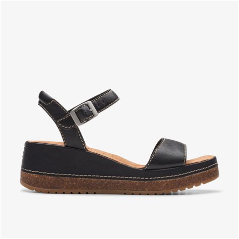 Women S Kassanda Lily Black Leather Wedges Clarks