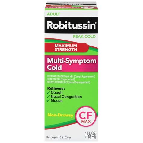 Robitussin Adult CF Max Maximum Strength Liquid Cough Suppressant ...