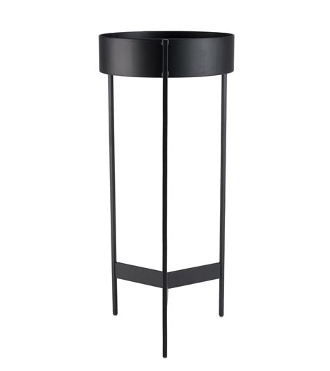 Pedestal Negro Redondo Con Patas De Metal De 70 X 31 Cm