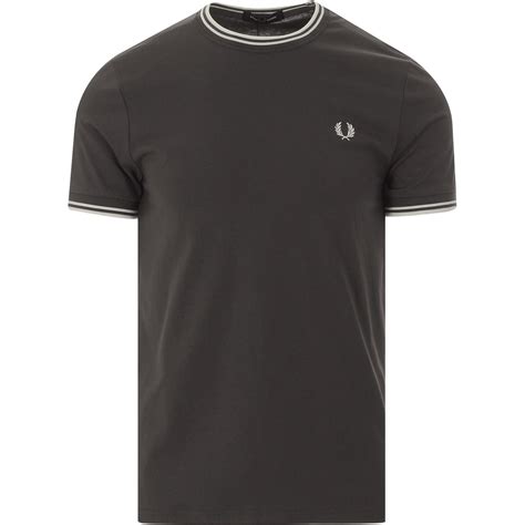 Fred Perry M1588 Retro Mod Twin Tipped Tee In Gunmetal