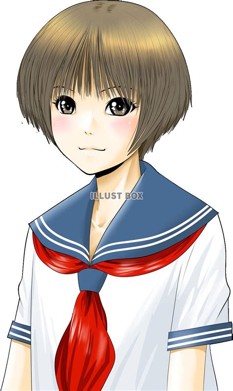 無料イラスト セーラー服の女の子（透過png）