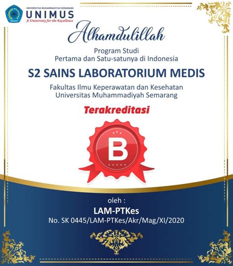 Perdana Prodi S Sains Laboratorium Medis Unimus Raih Akreditasi Baik