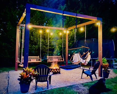 backyard pergola & adult swingset | Backyard renovations, Backyard patio, Backyard landscaping ...