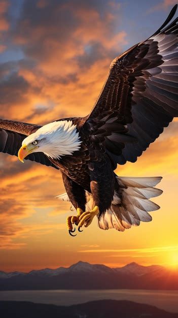 Premium AI Image A Majestic Bald Eagle Soaring Through A Vibrant