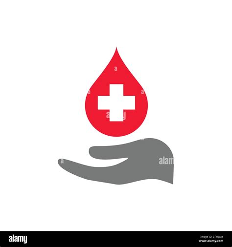 Blood Donation Vector Icon Drop And Hand Donate Blood Symbol Stock