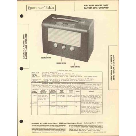 Aircastle Model Tube Am Radio Receiver Sams Photofact Manual On